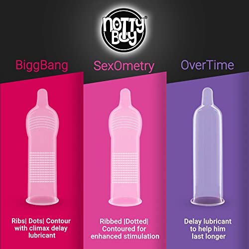 Nottyboy Pleasure Pack Variety Condoms - Dotted, Ribbed, Snug Fit And Extended Time, 30 Count #TOP1