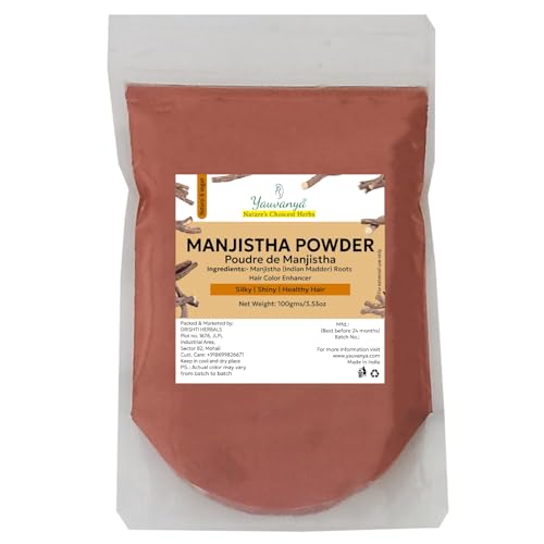 Yauvanya Manjistha Root Powder -100 g | Natural Hair Colour | Enhances Henna Effect | Indian Madder Root | Vegan | No Preservatives