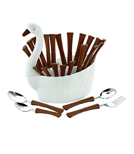 Kshavi Praha Duck Shaped Premium Cutlery Serving & Flatware Set 24 pcs Cutlery Set for Kitchen and ining Table