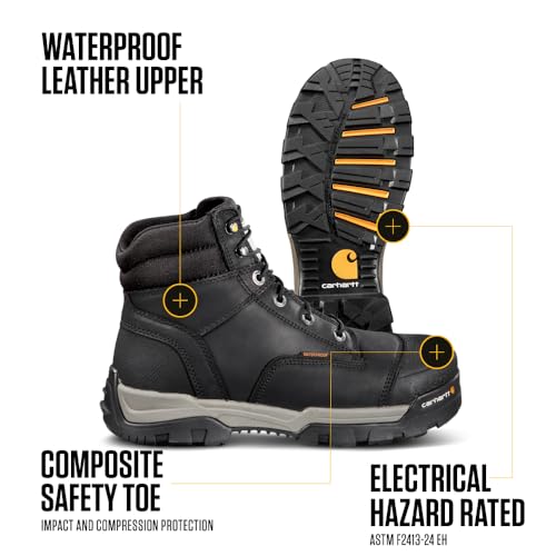 Image of Carhartt Ground Force 6 inch Waterproof Composite Toe Boot - Durable Slip-Resistant Outsole with Rubber Heel, Composite Safety Toe, and Insite Footbed