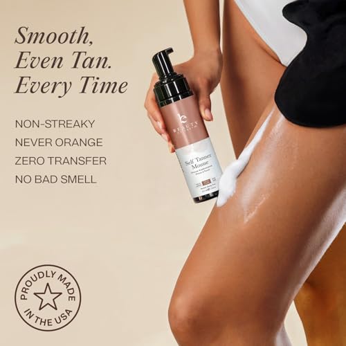 Beauty by Earth Self Tanner Tanning Mousse Kit - USA Made with Natural & Organic Ingredients, Self Tanner Mousse and Mitt, Tan Kit, Fake Tan Tanning Foam, Medium to Dark, Sunless Tanners Best Sellers