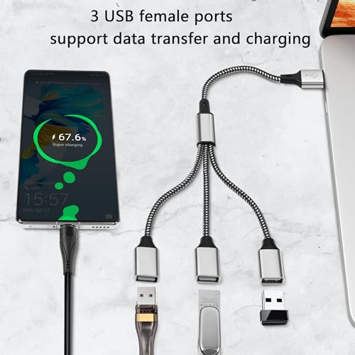 GELRHONR USB Splitter Y Cable - USB A Male to 3 Female Extension Cord, 3 Port for Printer Keyboard, Flash Drive, Laptop, LED - Image 3