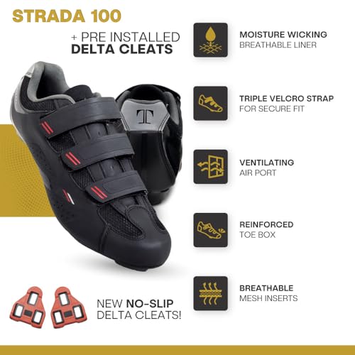 Tommaso Strada Mens SPD & Peloton Shoes—Ready-to-Ride with Peloton Delta Cleat or SPD Cleats for Road Bicycles & Most Indoor Bikes—Explore Vareity Cycling Shoes & Bike Accessories.2