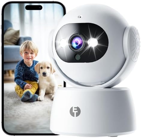 2K Indoor Security Camera | 2.4GHz WiFi | 360° Pan/Tilt Baby & Pet Cmera Indoor with Phone App | Auto Motion Detection | 3MP IR Night Vision | One-Touch Privacy Mode | 2-Way Audio | Work with Alexa