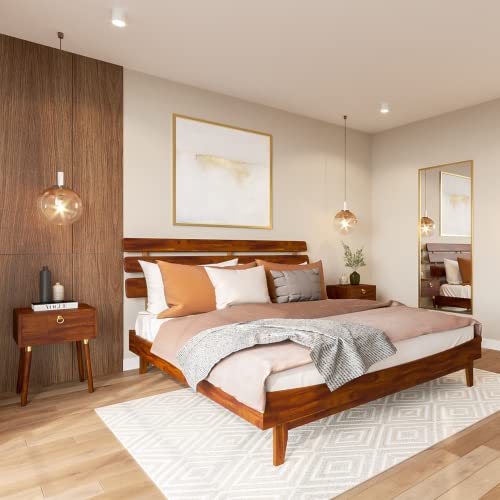 Bme Caden 15 Inch Deluxe Bed Frame With Adjustable Headboard - Mid Century, Retro Style With Acacia Wood - No Box Spring Needed - 12 Strong Wood Slat Support - Easy Assembly - Dark Chocolate, King #TOP6