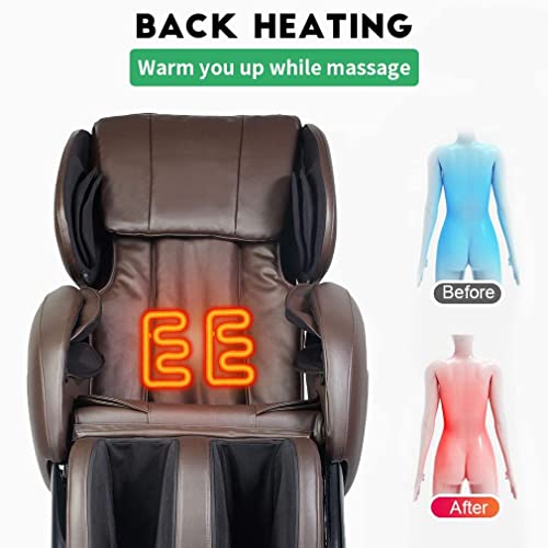 Massage Chair,Zero Gravity Full Body Electric Shiatsu Massage Chair Recliner With Built-In Heat Therapy Foot Roller Air Massage System Stretch Vibrating Wireless Bluetooth Speaker (Brown) #TOP3