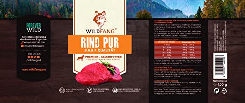 Wildfang® Premium Hunde-Nassfutter I Monoprotein I getreidefrei I B.A.R.F Qualität (Rind pur, 6 x 400g)