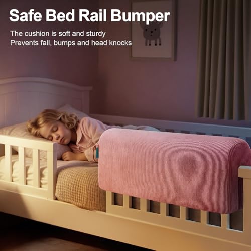 Image of AEOCOO Bed Bumpers for Toddlers, Size 2.3 Ft, Toddler Bed Rail Bumper Protector for Loft Beds & Bunk Beds, Bed Rail Height Extender Bed Guardrail, Anti-Bump | Fall Prevention, Pink