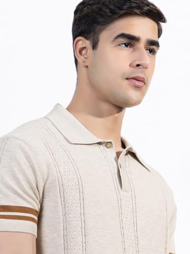 Image of Armisto Men's 100% Cotton Fancy Party Polo T-Shirt /Neutral Colour