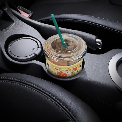Image of YR Reusable Neoprene Insulator Sleeve for Iced Coffee Cups, 3 Pack Coffee Coolies sleeves for Iced & Hot Drinks, Cold Beverage Cooler Compatible with Starbucks Coffee and More (Fall Leaves)