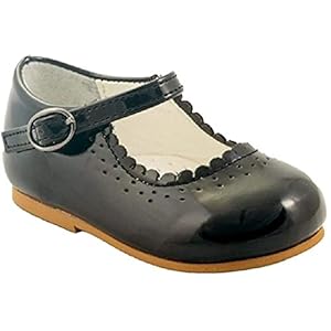 Sevva Baby Infant Girls Patent Non Slip First Walking Shoes Spanish Style Emma White Navy Black Pink Red Wedding Party