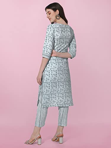 Image of MIRCHI FASHION Pure Cotton Straight Kurta Set for Women with Pant | Printed Kurta Pant Set | Ethnic Office Wear Kurta Set with Trouser