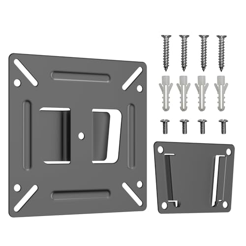 Image of Monitor Wall Mount for Most 14-24 inch TVs, Universal Camper Small TV Wall Mount Bracket Fixed RV TV Mount Max Load 33lbs VESA up to 100x100mm 17 19 22 23 inch Low Profile Computer Monitor Mounts