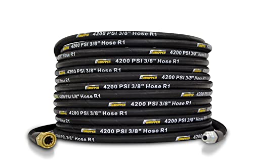 PEGGAS - 50FT Pressure Washer Hose - with 3/8 Inch Quick Connect, High Tensile Wire Braided Power Washer Hose, 4200 PSI
