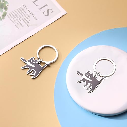 Yeedim Funny Cute Black Cat Keychain,Cat Lover Women Gifts Men Cool Stuff Mini Backpack Key Chain Cats Dad Mom Festivals — view 4