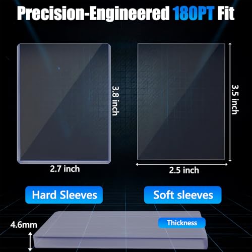Image of DEDC 180pt Toploaders and Penny Sleeves Bundle - 100 Rigid Hard Card Sleeves & 100 Soft Card Sleeves for 3 inch x 4 inch Ultra-Thick Memorabilia & Relic Cards - Acid-Free Archival Safe UV Protection Storage