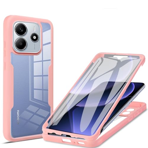 Ephoou for Xiaomi Redmi Note 14 4G Clear Case with Screen Protector, Dual Layer Full Body Shockproof Dustproof All-Inclusive Cover Case for Xiaomi Redmi Note 14 4G QB-Pink
