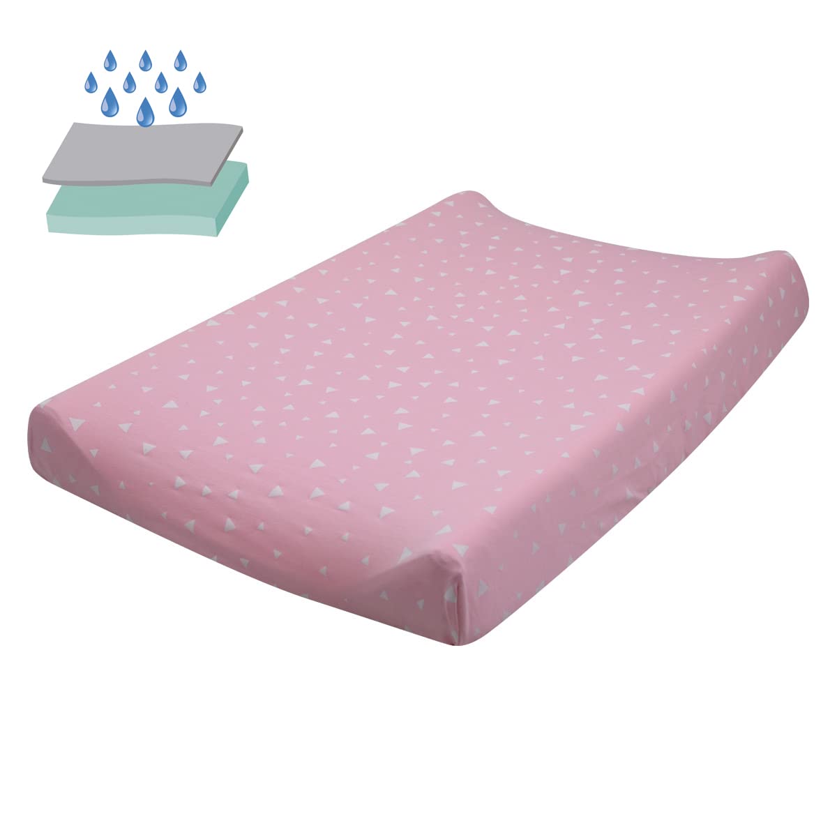 JYOKO KIDS Sabana para cambiador, Mini Cuna y Colecho, Algodón Impermeable/Protector de Colchón (90 X 50 cm, PINK SPARKLES)