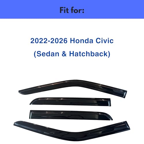 Image of IG Window Visors Fit for 2022-2026 Honda Civic, Out-Channel Rain Guards Vent Wind Deflectors 4PC, Car Accessories for 22-26 Civic