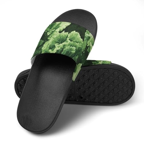 Green Vegetables Camouflage House Slippers for Women Men Personalized Shower Shoes Sandals Slides4