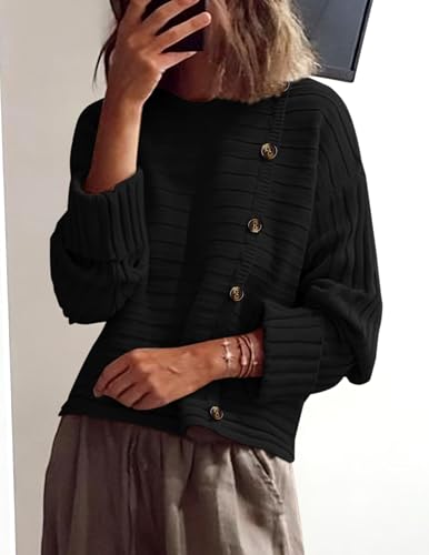 PRETTYGARDEN Womens Sweaters Fall 2025 Casual Long Sleeve Crewneck Button Loose Winter Knit Pullover Sweater Tops3