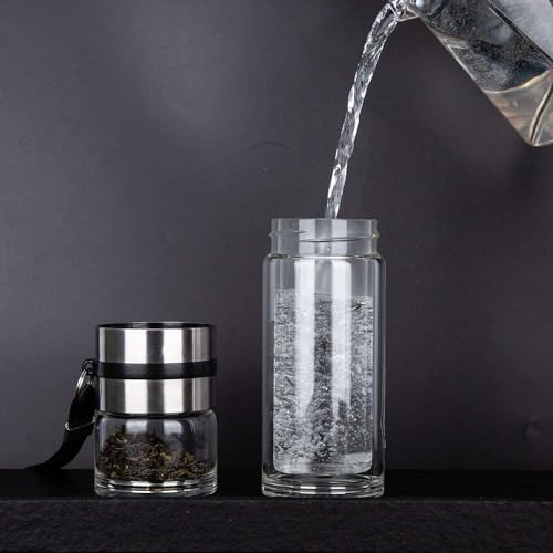 Image of Glass Tea Infuser Bottle Leak-Proof Travel Mug 800ml Tea and Water Separation Bottle Travel Tea Mug with Stainless Steel Filter Water Cup Outdoor Carrying Rope Herbal Loose Tea Home and Travel
