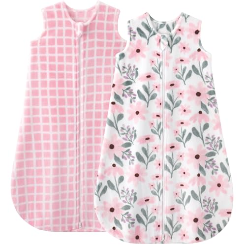 Image of Yoofoss Fleece Baby Sleep Sack 0-6 Months, 2 Pack 1.5 Tog Baby Wearable Blanket with 2-Way Zipper, Toddler Sleeping Sack, Soft Warm Lightweight(Small)