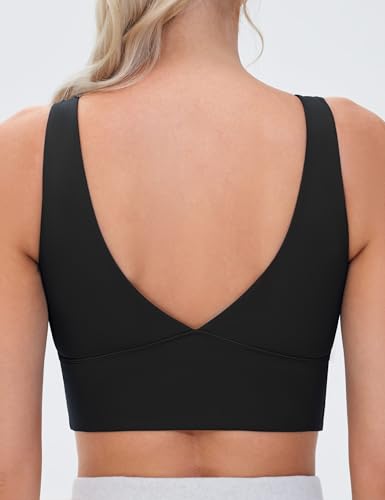 THE GYM PEOPLE Women's Padded Sports Bra V-Neck Wireless Stretchy Workout Crop Tops with Cross Hem Soft Yoga Bras4