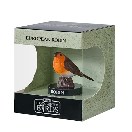 MOJO Collection Bird Enthusiast Collection 1 - Figurines peintes à la main, objets de collection, jouets, sculptures détaillées avec code QR pour des faits amusants (rouge-gorge européen)