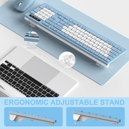 Image of Wireless Keyboard and Mouse Combo Silent for Office and Home(Misty Blue-B)