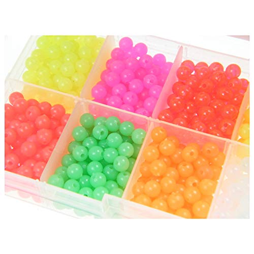 FREE FISHER Fishing Beads Assorted,Beads for Fishing Rigs, Plastic Beads Fishing,Fishing Tackle Plastic Eggs for Rig Luminous Bulk Kit(1000Pcs 0.2")
