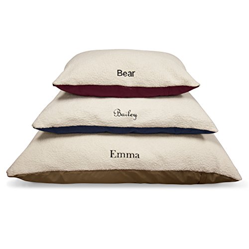 Image of Personalized Pet Pillow Dog Bed Custom Embroidered - Removable Pet Bed Cover - Small to Medium Blue