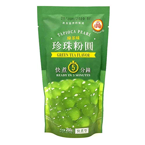 WuFuYuan - Green Tea Tapioca Pearl 8.8 Ounce Bag, [Pack of 2]