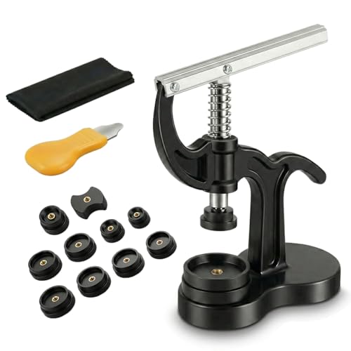 Rwuuyii Watch Press Tool, Watch Back Press Closer with 18mm-50mm Fitting Dies, with Watch Case Open Pry Case Closer for Battery Replacement Watch Repairing