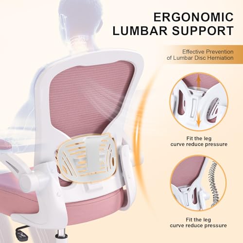 Image of Synorla Office Chair, Ergonomic Desk Chairs 330LBS Capacity High Back Mesh Computer Chair with Flip-up Armrests, Comfy Work Chair with Adjustable Lumbar Support