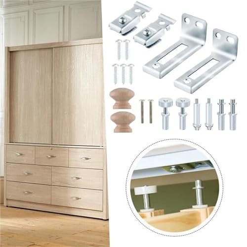 Kit de reparación para puertas plegables con herrajes, incluye 6 piezas de metal, pivotes inferiores, ruedas guía y soportes miniatura 5
