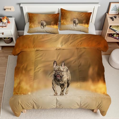 Housse couette microfibre douce bouledogue 160x200 finition fermeture éclair - 4