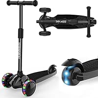 IMMEK 3-Wheel Scooter, Kids' Kick Scooter with Steering Lock, 4 Adjustable Height Levels, Detachable Design, for Boys and Girls Aged 2-8, Flashing LED Wheels, Max Weight Capacity 50 kg