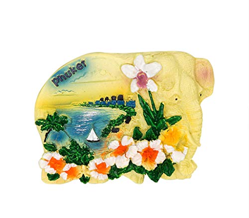 zamonji 3D Résine Réfrigérateur Aimants De Cuisine Home Decor Tourist Souvenir de Voyage - Phuket, Thaïlande (Éléphant) Cover