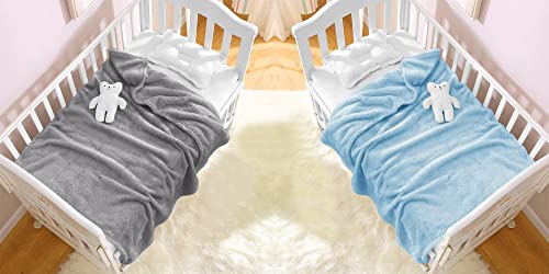 Image of Amazon Brand - Umi Super Soft Single Layered Flannel Baby Blanket - Aqua & Grey | Cozy & Breathable | Warm, Soft, and Comfortable | Perfect for Newborns | Unisex Design for Boys & Girls (Pack of 2)