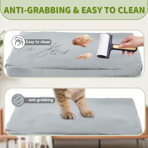 DUJUIKE 100% Wasserdichter Ersatzbezug für Hundebett, Ersatzbezug für Hundeunterlage, Waschbarer, Abnehmbarer Hundematratzenbezug, Hundematratzeneinlage mit Reißverschluss(Grau,S(76 x 51 x 10cm))