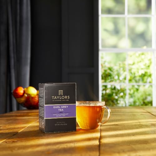Image of Taylors of Harrogate Earl Grey, Black Tea, Pillow Bags, 50 Count (Pack of 1), Fragrant, Delicate & Light, Caffeinated, Enjoy Hot or Iced, 50 Teabags