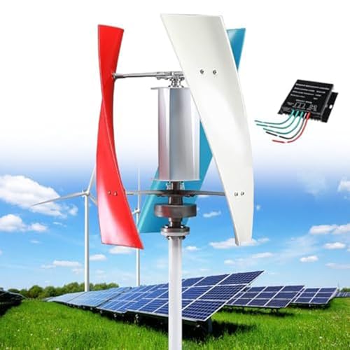 Turbina eólica vertical con controlador de carga para producción de electricidad en el hogar