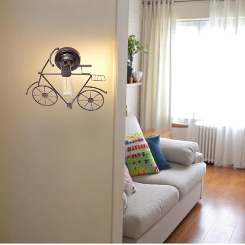 Image of GreyWings Vintage Cycle Shaped Wall Light for Home Decor, Black Wall Lamp, Decorative Industrial Style, (Bulb Not Included) Small Pack of 2