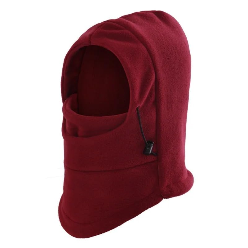 AHUFGN Braga Cuello Hombre Gorro cálido de Invierno for Hombre y Mujer, Gorros Impermeables de Lana térmica, pasamontañas, Calentador de Cuello con Capucha, Bufandas for Senderismo(Rose Red)
