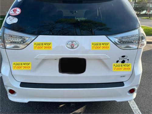 Image of Non-Magnetic Student Driver Stickers - Removable Student Driver Stickers, Safe for Painting Removable Back Glue Works Better Than Magnetic Suitable for Plastic Bumpers and Windows 5pcs