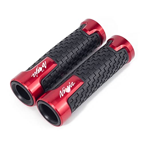 Poignées de guidon moto 22mm avec grip caoutchouc rouge pour Ninja