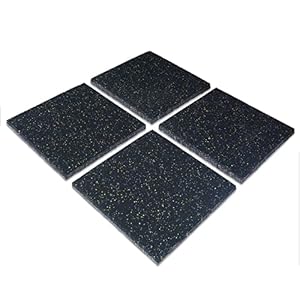 uyoyous 4 Pcs Solid Rubber Gym Mat Tiles 25mm Thick 50 x 50 cm Shock Absorption, Interlocking Heavy Duty Exercise Protective Flooring Mat for Home Machines Sports