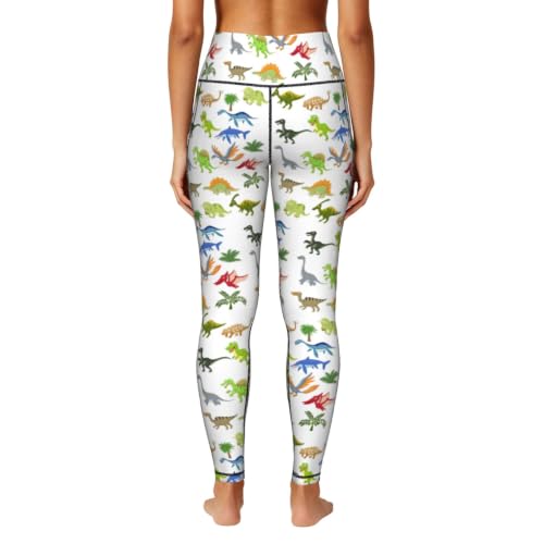 Pantalones de yoga sin transparencias con bolsillos de dinosaurios 4