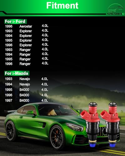 Fuel Injectors 0280150931 Fits For:-Ford Explorer 4.0L 1993 1994 1995 1996 For:-Ford Ranger For:-Mazda B4000 1995 1996 1997 For:-Mazda Navajo 1993 1994 (6 Pcs)